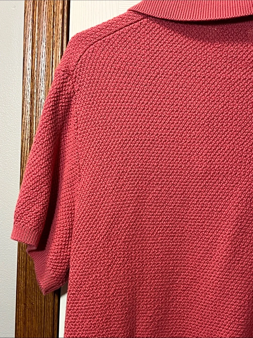 J. Crew Johnny Collar Polo Shirt Pink Knit Cotton Mesh Stitch Sweater Men’s XL